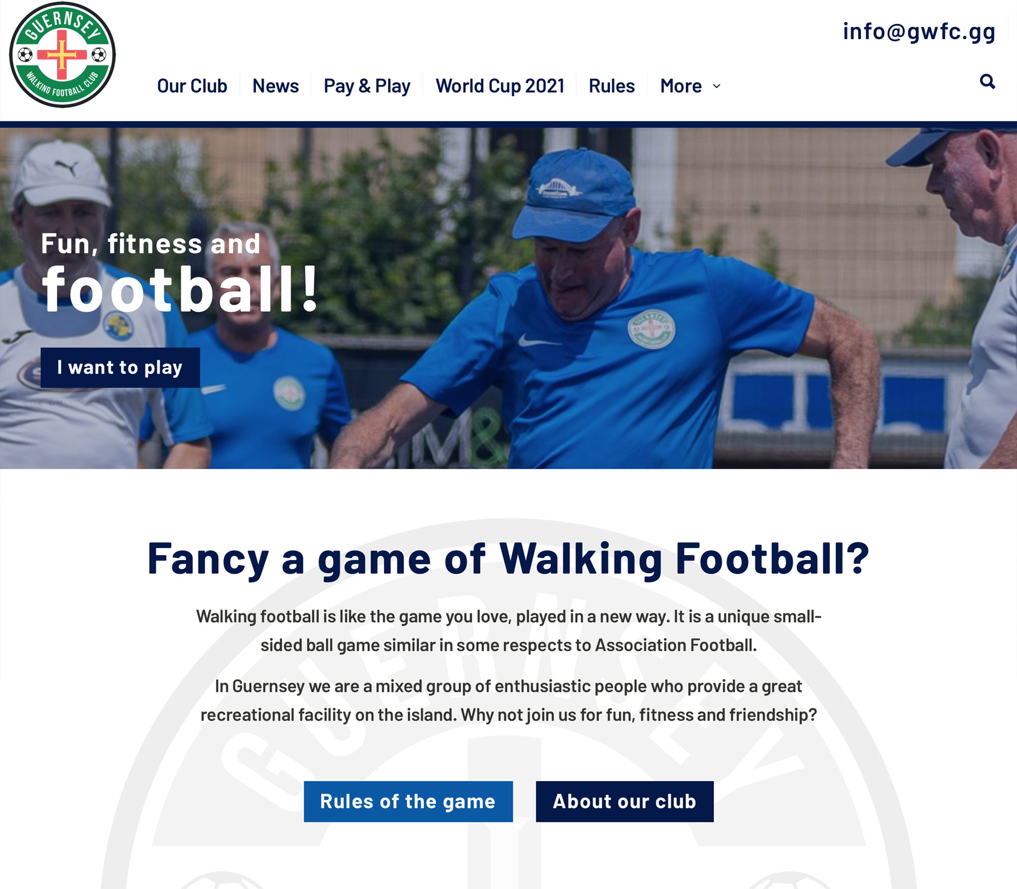 Guernsey Walking Football Club new website 2020